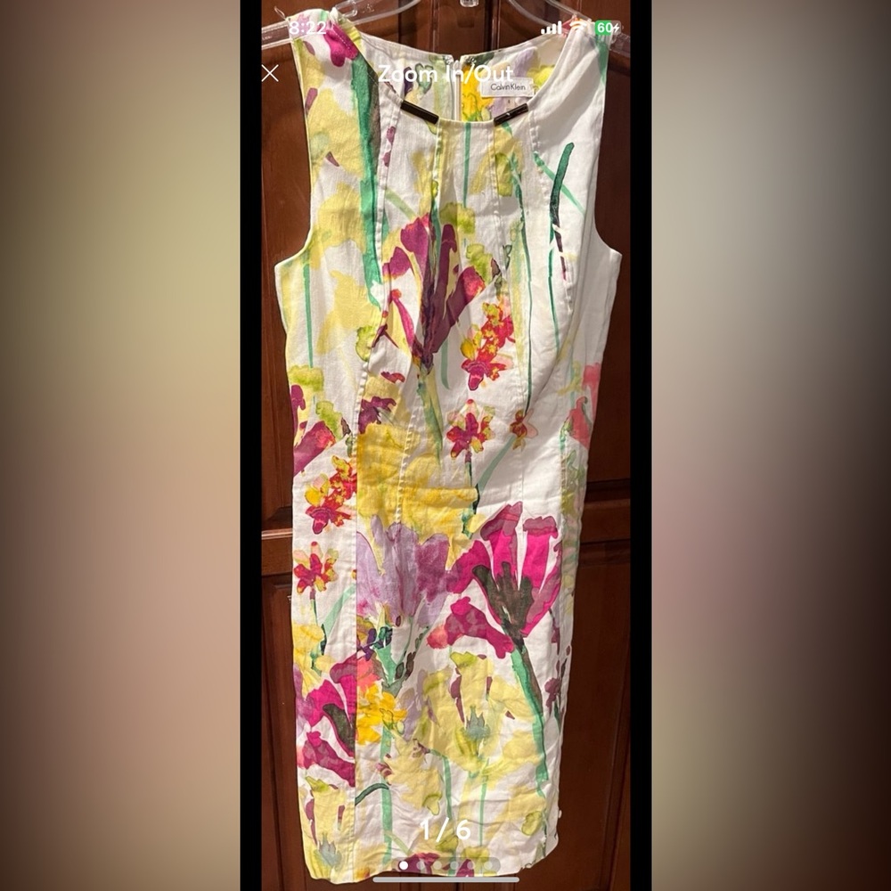 Calvin Klein white with flowers size 4 dress